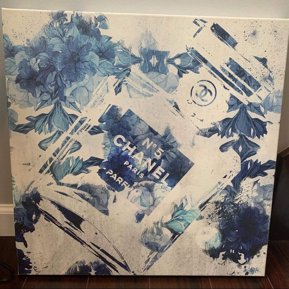 Oliver Gal Blue Floral Perfume Wall Art